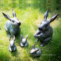Hot Casting Animal Sculpture Bronze Life Size Rabbit Family Statues For Home Decoration